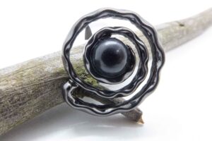 Anel - Prata com Perola Preta